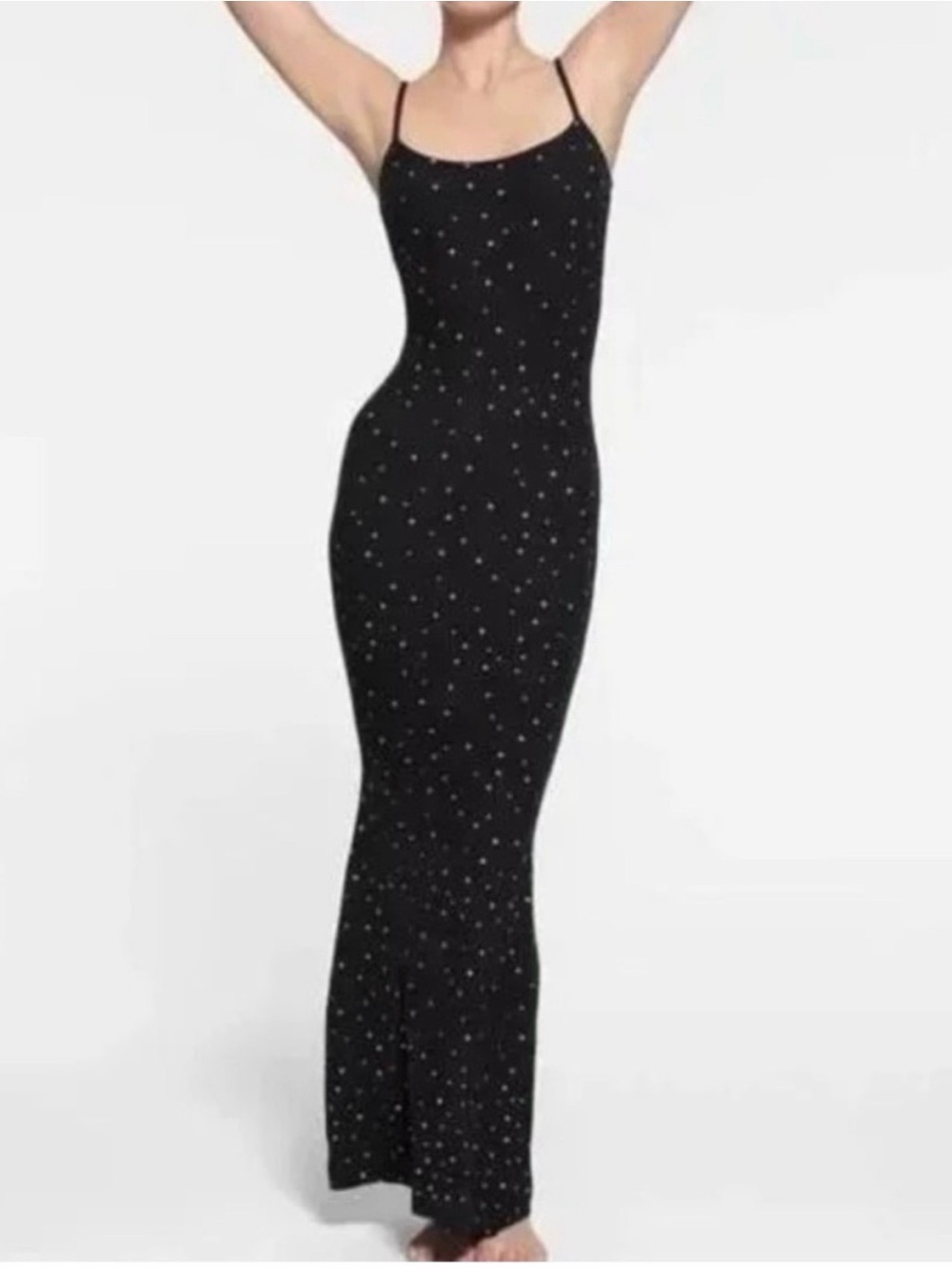 SKIMS Soft Lounge Long Slip Dress Onyx Sparkle S NWT Ribbed Maxi